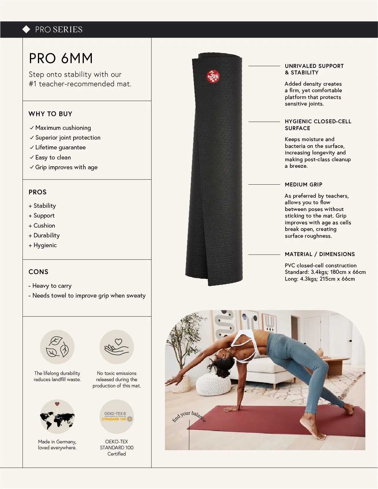 Manduka PRO™ Tapete de Yoga 6mm Blue Toad