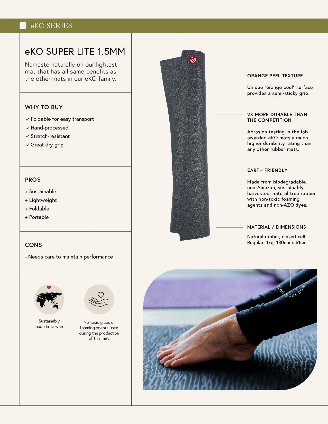 eKO® Superlite Tapete de Yoga de Viagem 1.5mm Cascade