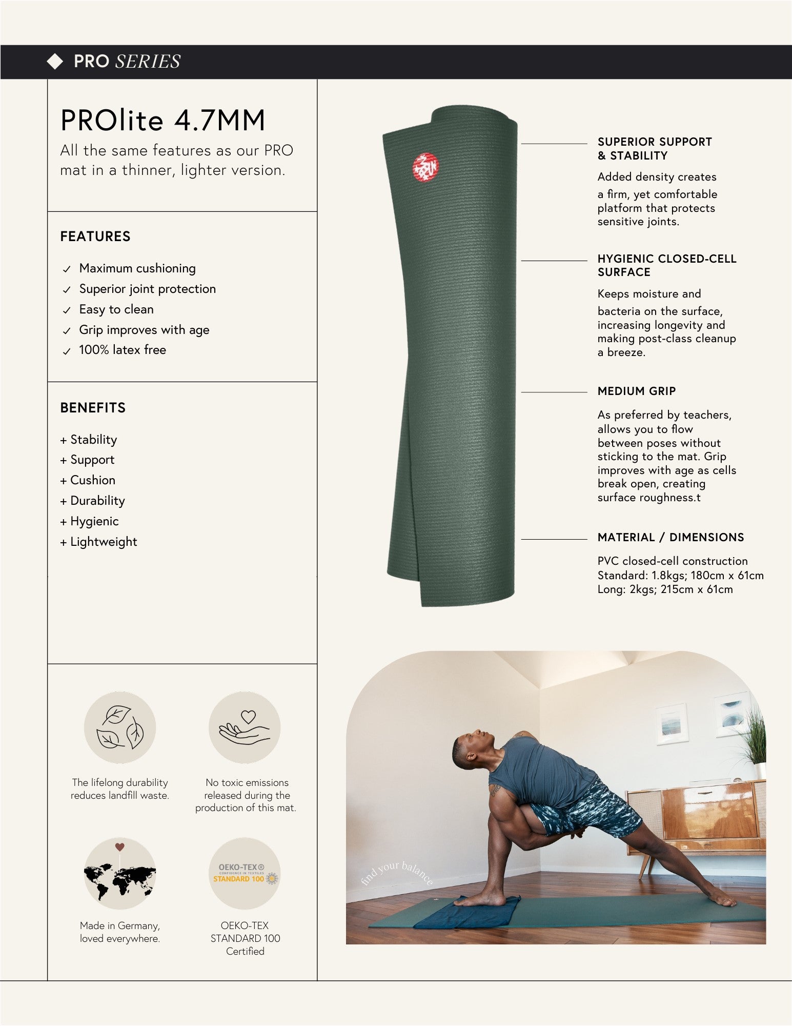 Manduka PROlite Tapete de Yoga 4,7mm Peacock
